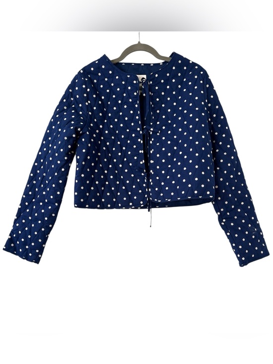 Avec Les Filles Jackets & Blazers - Avec Les Filles Navy White Polka Dot Quilted Front Tie Jacket Size Medium NWOT